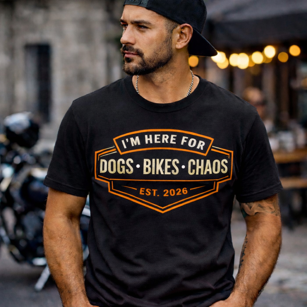 Im here for Dogs Bikes and Chaos Shirt.