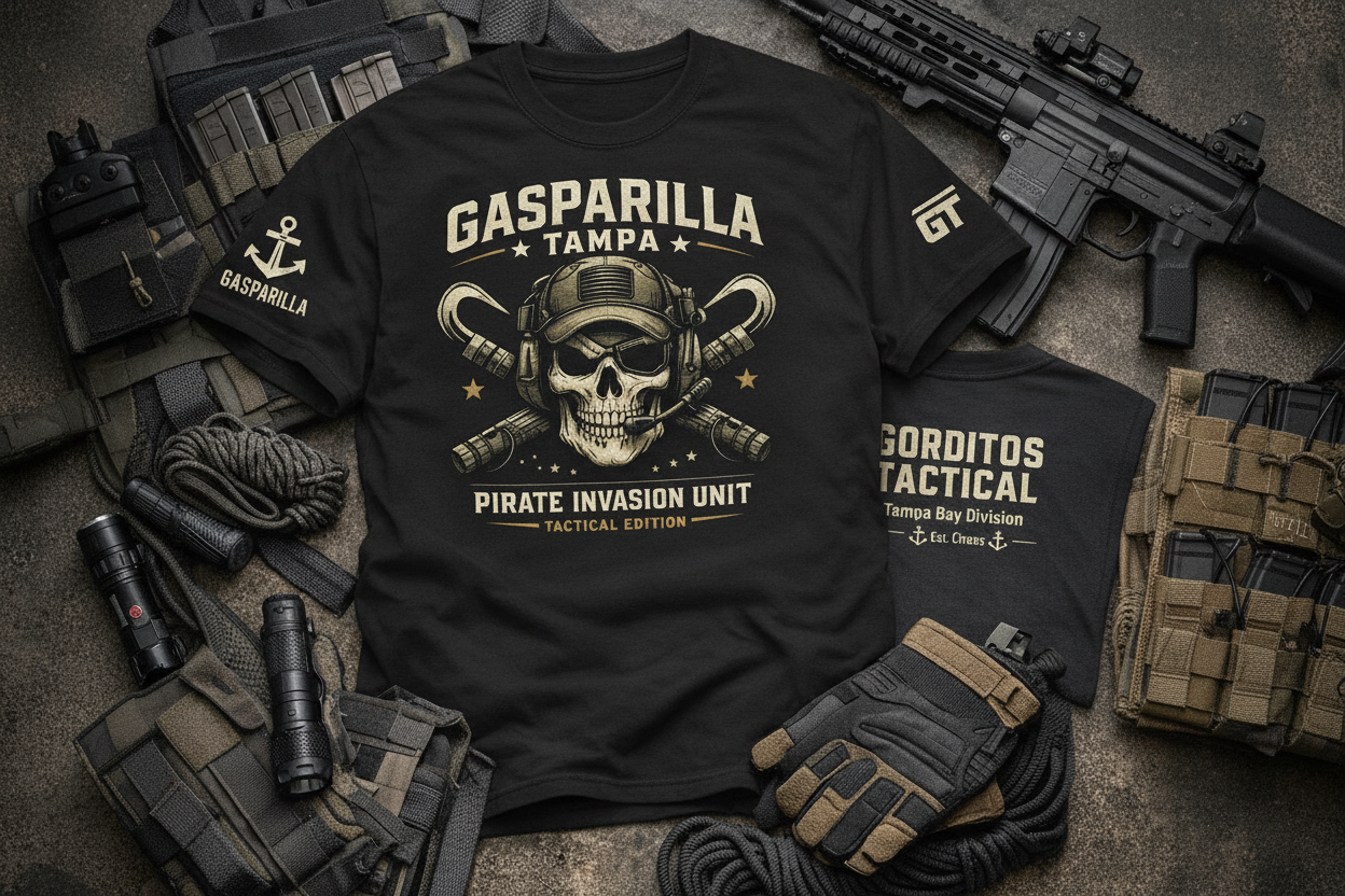 Gasparilla Tactical Shirt Raid the streets with pirate-approved tactical style.