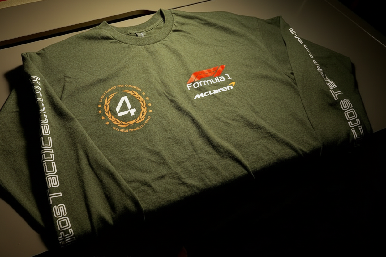 Celebrate the 2025 champion with this bold F1 Lando Norris #4 long sleeve