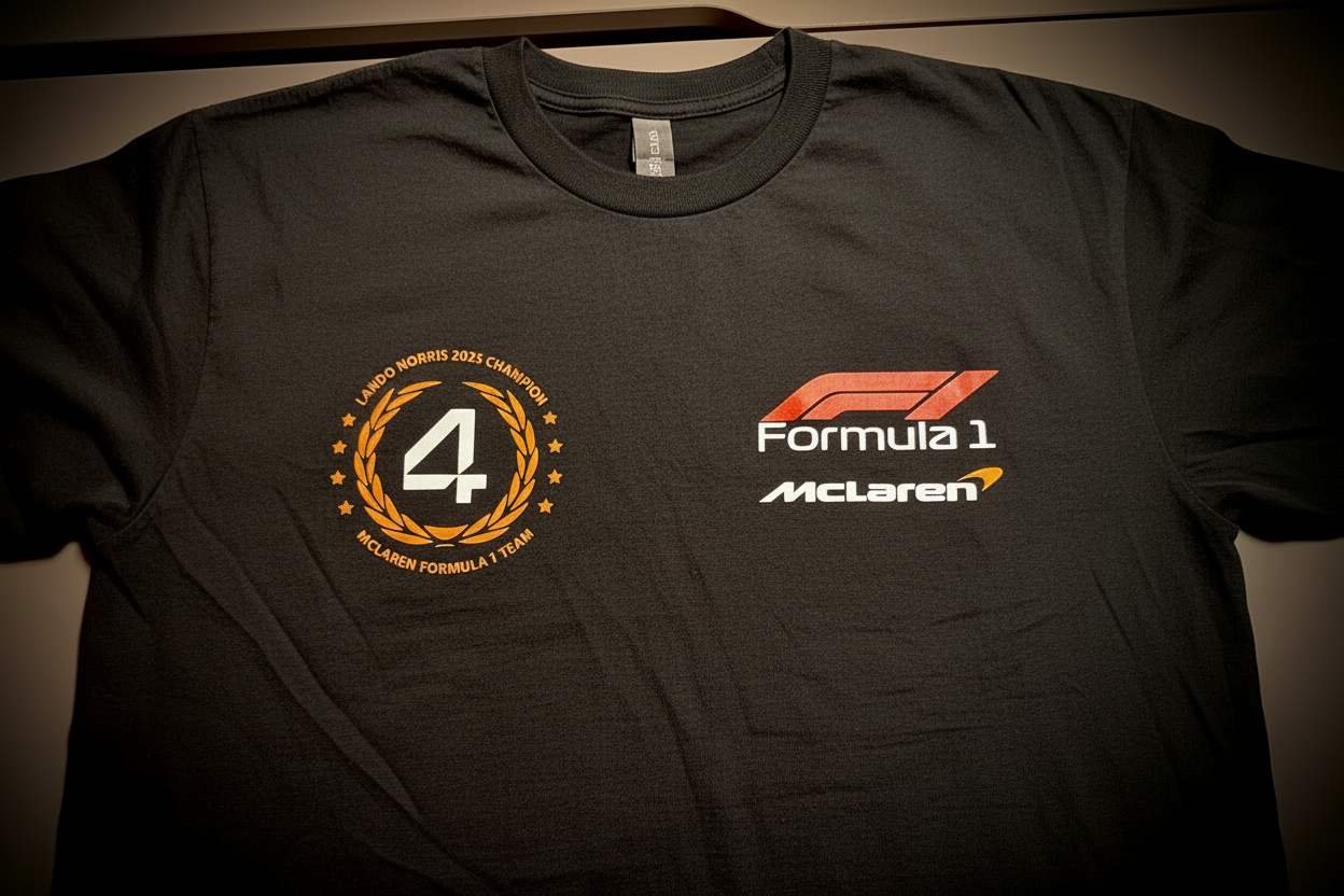 Celebrate the 2025 champion with this bold F1 Lando Norris #4 tee