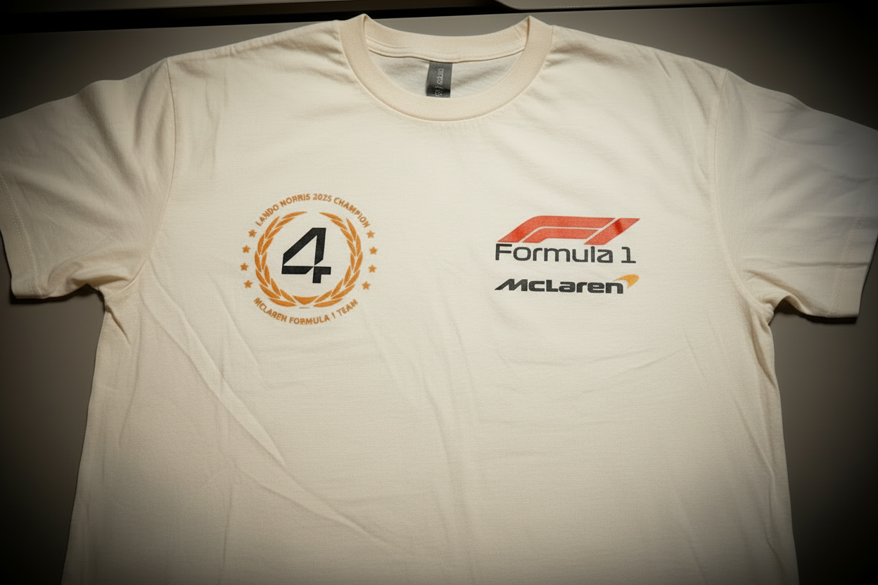 Celebrate the 2025 champion with this bold F1 Lando Norris #4 tee