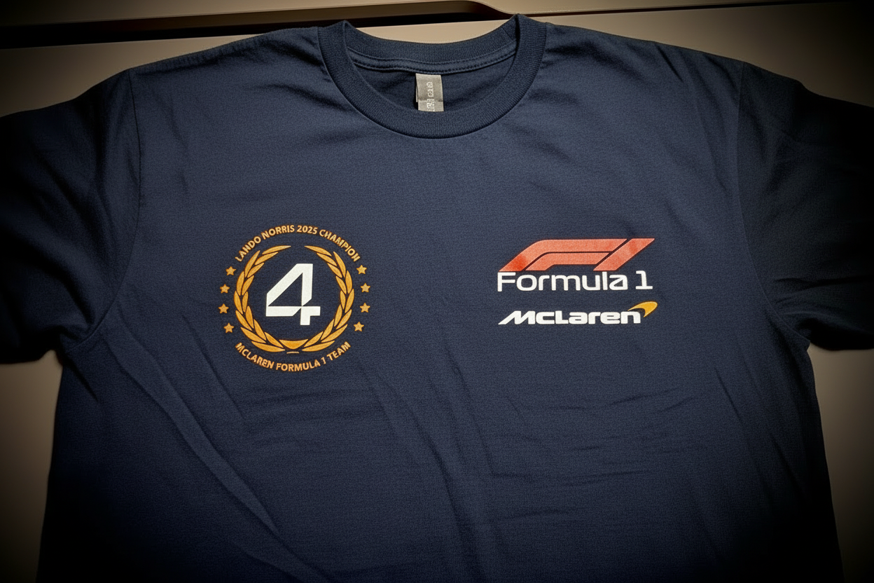 Celebrate the 2025 champion with this bold F1 Lando Norris #4 tee