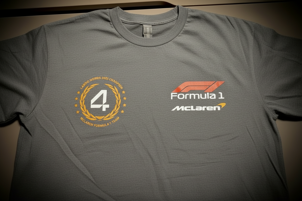 Celebrate the 2025 champion with this bold F1 Lando Norris #4 tee