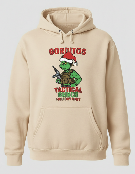 The mischievous spirit of the season with this tactical Grinch holiday hoodie.