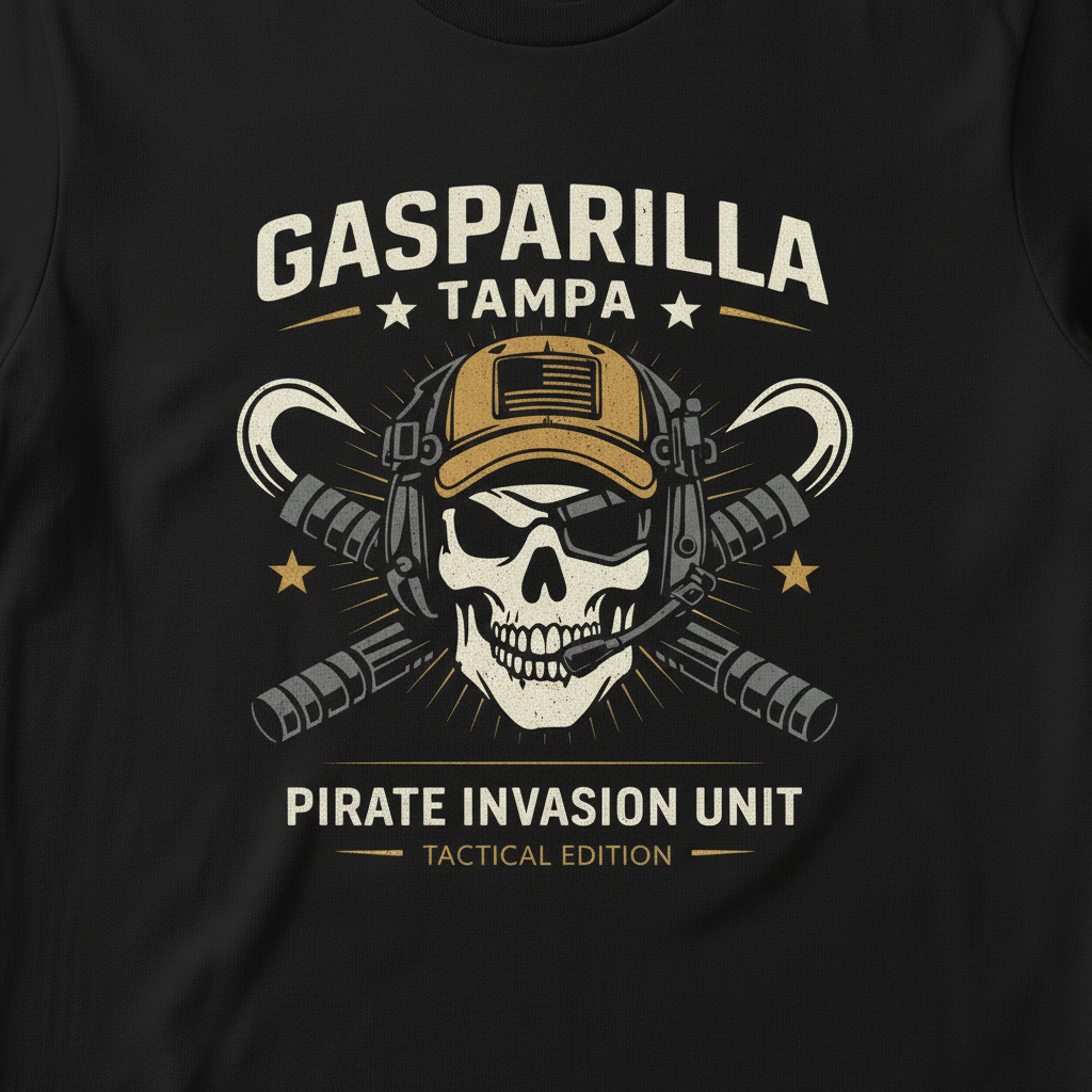 Gasparilla Tactical Shirt Raid the streets with pirate-approved tactical style.