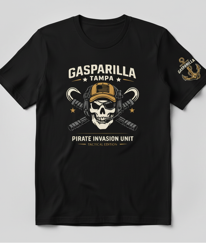 Gasparilla Tactical Shirt Raid the streets with pirate-approved tactical style.