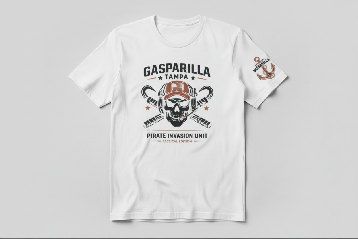Gasparilla Tactical Shirt Raid the streets with pirate-approved tactical style.