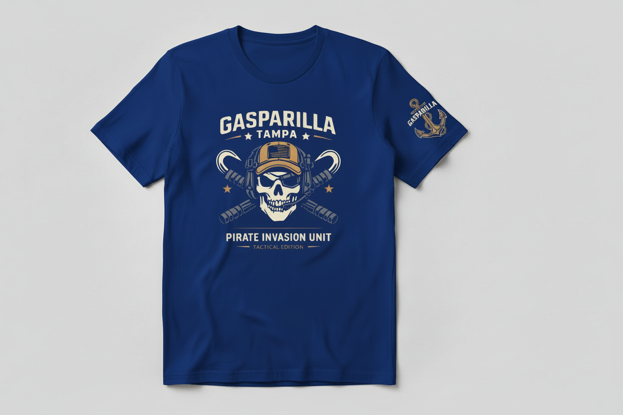 Gasparilla Tactical Shirt Raid the streets with pirate-approved tactical style.