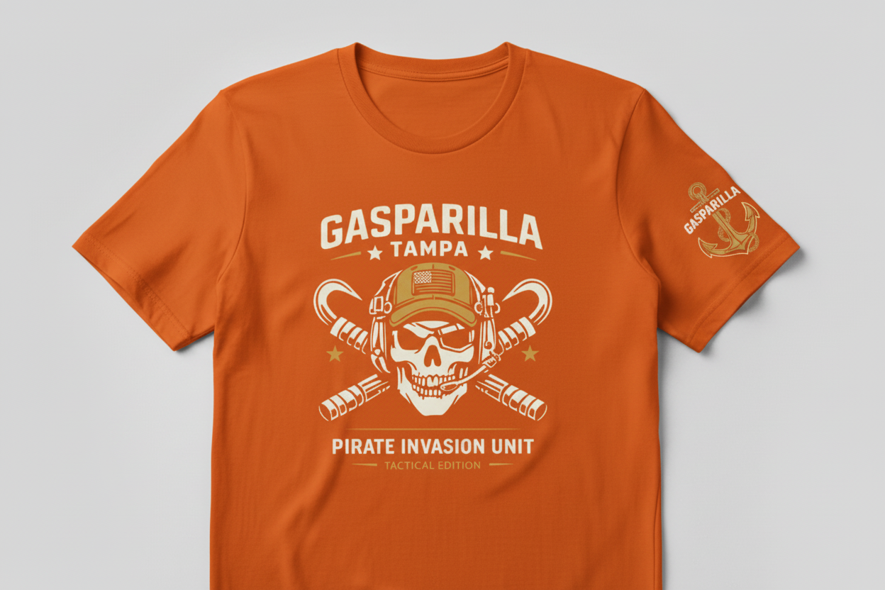 Gasparilla Tactical Shirt Raid the streets with pirate-approved tactical style.