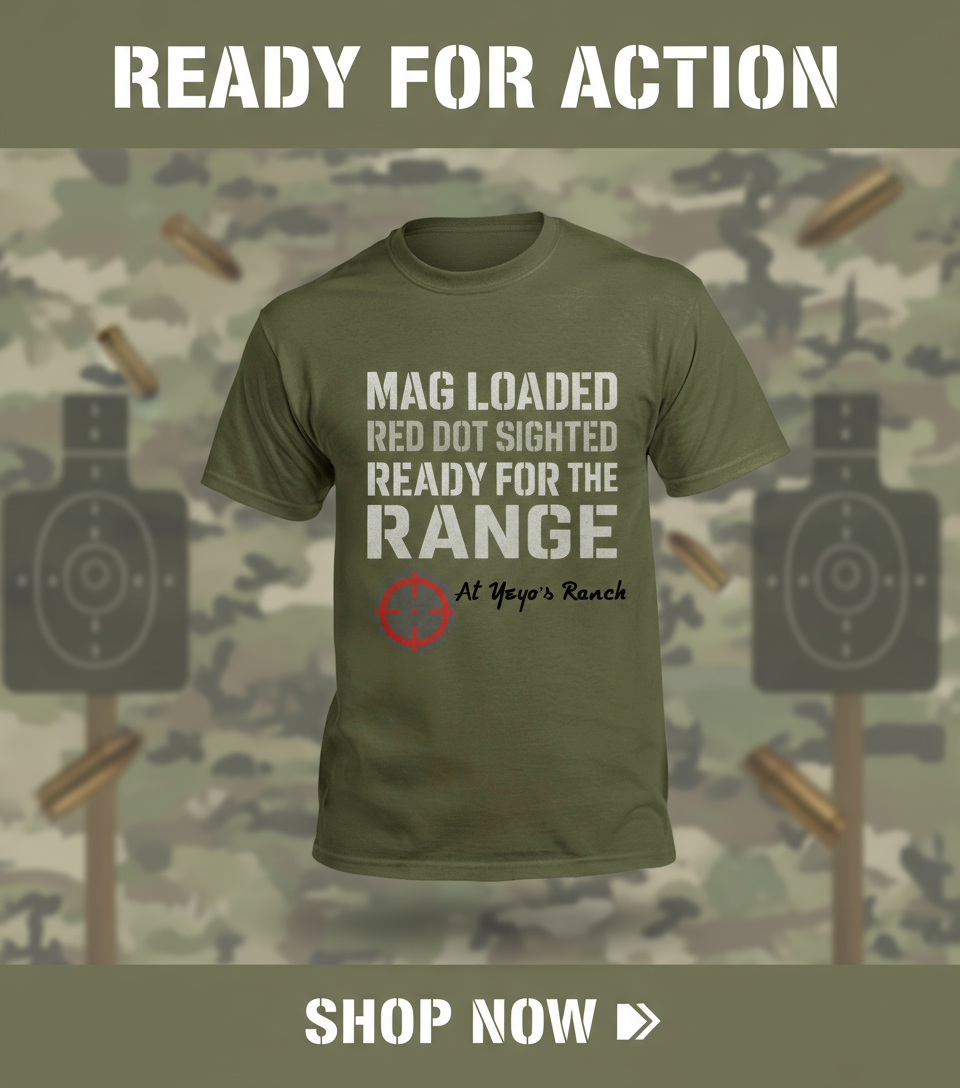 Mag loaded, red dot sighted, ¡y listo para el range en Yeyos Ranch!