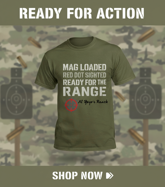 Mag loaded, red dot sighted, ¡y listo para el range en Yeyos Ranch!