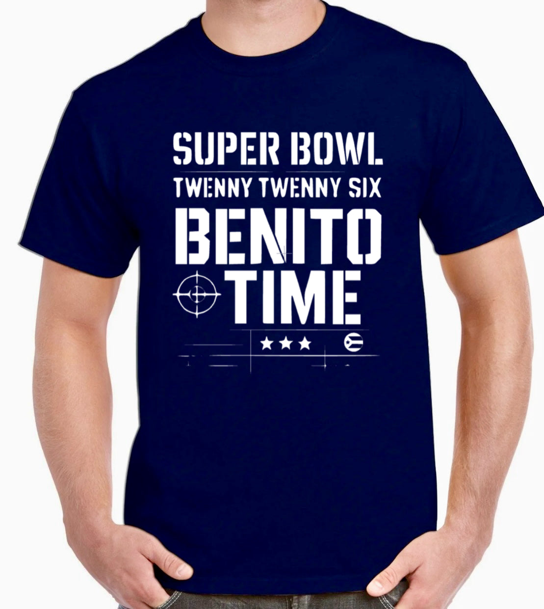 Celebrate game day in style with the Super Bowl 2026 Benito Time shirt!