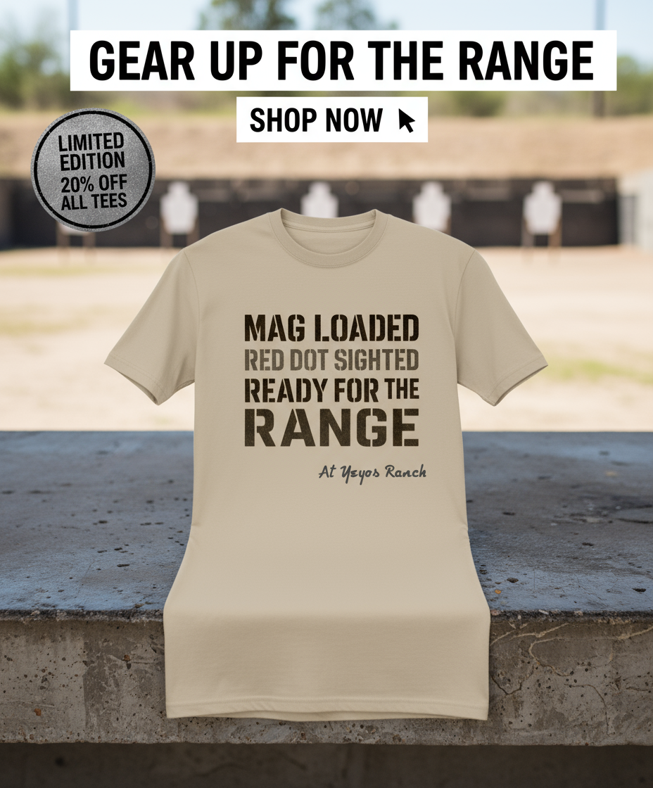 Mag loaded, red dot sighted, ¡y listo para el range en Yeyos Ranch!