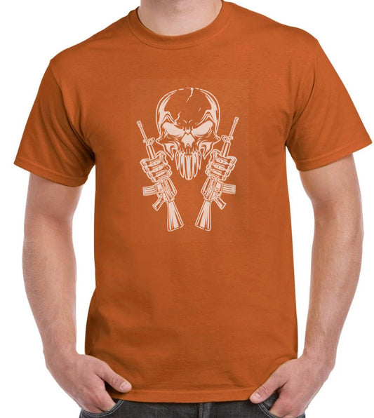 Featuring a cheeky skull paired with cool machine guns!
